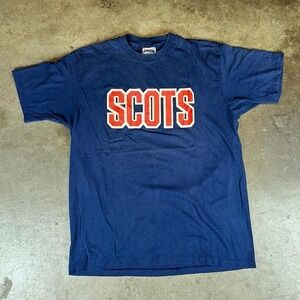 90s vintage Scots single stitch blue Hanes tee Men's Size XL
